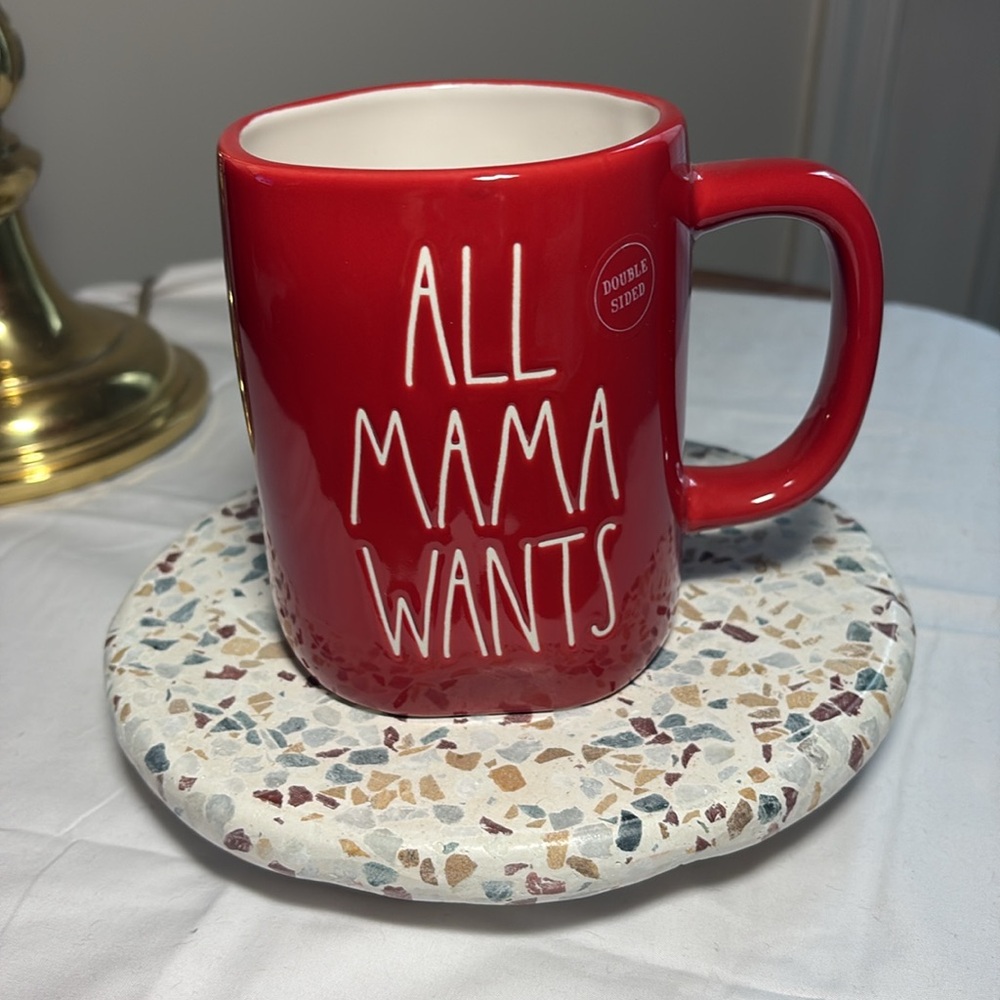 Rae Dunn red All Mama Wants is a Silent Night coffee/ tea mug